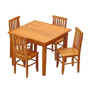 Conjunto Mesa De Jantar 80 X 80 Cm 4 Cadeiras Mineira Madeira Maciça