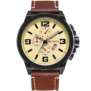 Relógio Masculino De Quartzo Mostrador Militar À Prova Da Água Design Esportivo Bege