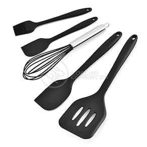Kit 5 Utensílios De Silicone Para Cozinha Conjunto Resistente A Altas Temperaturas (preto)