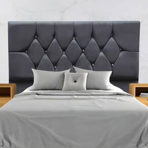 Cabeceira Cama Box Estofada Queen Size 160 Cm Suede Melissa Cor:cinza Escuro