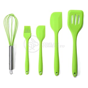Kit 5 Utensílios De Silicone Para Cozinha Conjunto Resistente A Altas Temperaturas (verde)