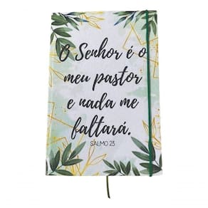 Caderno Sketchbook Grande Capa Religião 21x14cm Salmo 23 Miolo Sem Pauta Para Desenhar