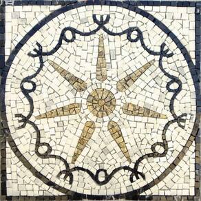 Piso Em Mosaico Romano Estrela E Proteção Em 7 Pontas Tamanho 130cm