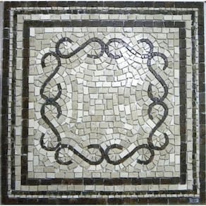 Piso Em Mosaico Romano Volute In Quadrato Tamanho 70cm