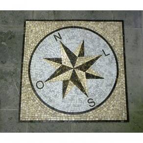 Rosa Dos Ventos Em Mosaico Com Letras Miolo Orientável Tamanho 80cm