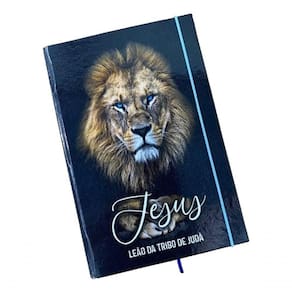 Caderno Sketchbook Grande Capa Religião 21x14cm Leão Jesus Miolo Sem Pauta Para Desenhar