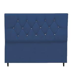 Cabeceira Para Cama Box Estofada King 195 Cm Suede Melissa Cor:azul Marinho