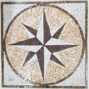 Rosa Dos Ventos Em Mosaico Marmore Quadrado Tamanho 120cm