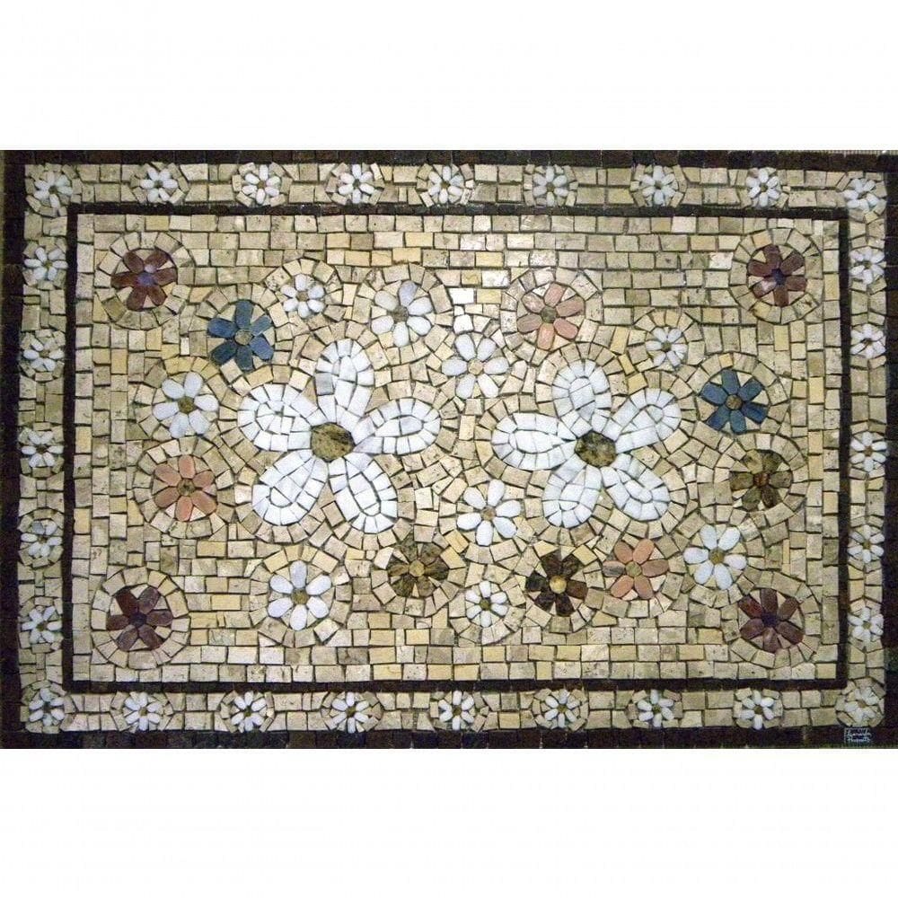 Mandala Mosaico Floral Festoni In Fiori Bianchi I Tamanho 80x120cm