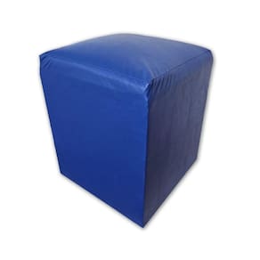 Puff Banqueta Quadrado Cubo Decorativo Courino E Suede Azul Royal Courino