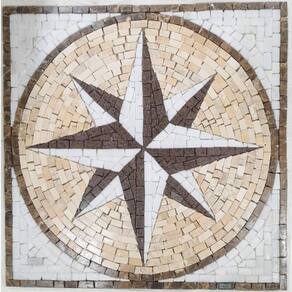 Rosa Dos Ventos Em Mosaico Marmore Quadrado Tamanho 100cm