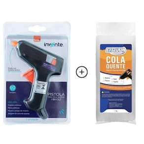 Kit Pistola Cola Quente Fina Pequena 10w + Bastão Fino 1kg Brw