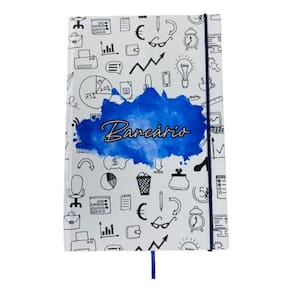 Caderno Sketchbook Grande Capa Profissões Bancário 21x14cm Miolo Com Pauta Para Escrever