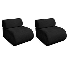 Kit 2 Poltronas Decorativas Orgânica Recepção Sala Virgínia Linho Adj Decor Preto