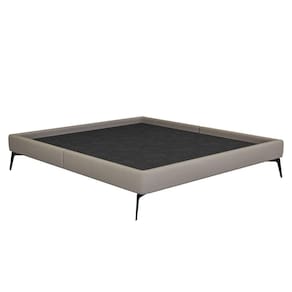 Cama Casal 145cm Pés Metálicos Elisa S05 Linho Bege