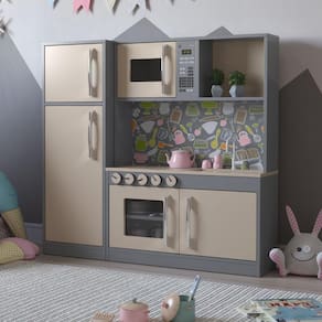 Cozinha Infantil Com Refrigerador México Cinza