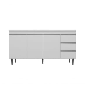 Armário Gabinete Para Pia Andreia S-tampo 150cm 3 Portas 3 Gavetas Branco - Ajl Móveis