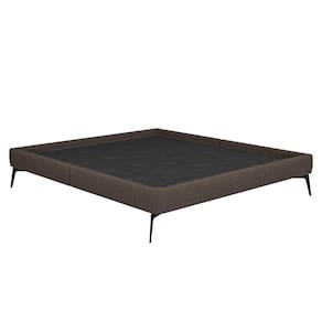 Cama Casal Queen 165cm Pés Metálicos Elisa S05 Linho Marrom