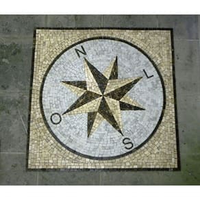 Rosa Dos Ventos Em Mosaico Com Letras Miolo Orientável Tamanho 100cm
