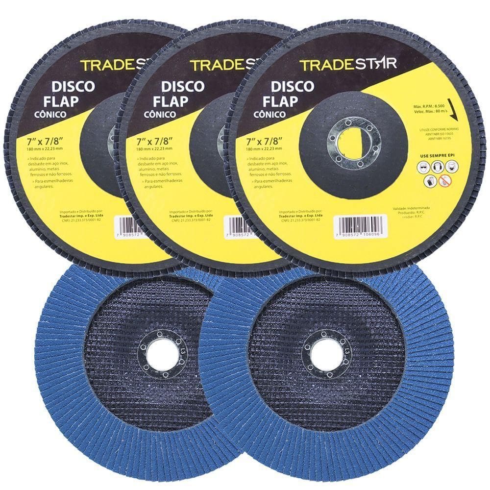 Kit Disco De Lixa Flap 7 Pol Grão 120 P/ Lixadeira 05 Un