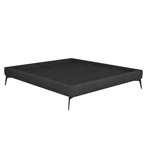 Cama Casal 145cm Pés Metálicos Elisa S05 Veludo Preto
