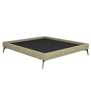 Cama Casal 145cm Pés Metálicos Elisa S05 Veludo Bege