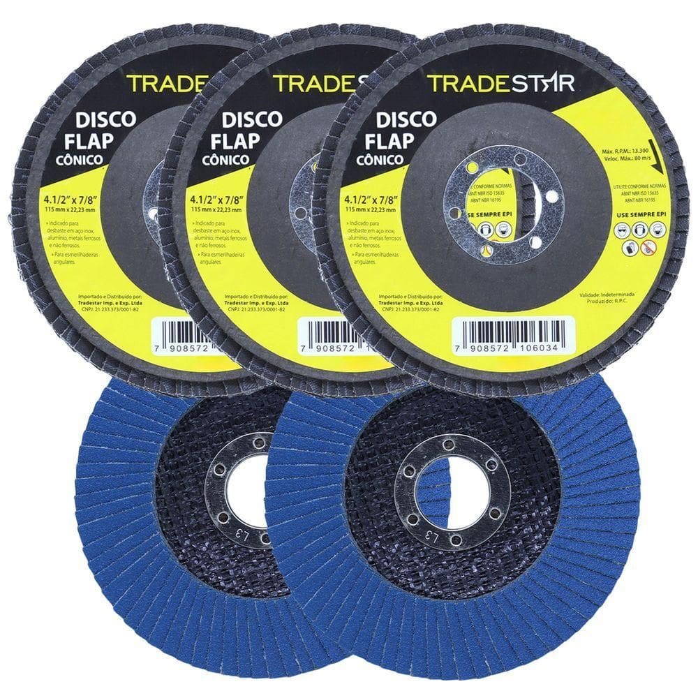 Kit Disco De Lixa Flap 4.1/2 Grão 60 P/ Lixadeira 05 Un