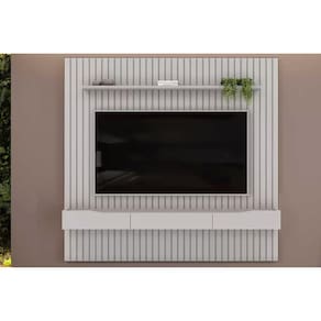 Rack Bancada c/ Painel p/ TV até 65 Pol Pratic Ripado 3 Gavetas 223x240cm Bali - DJ Móveis