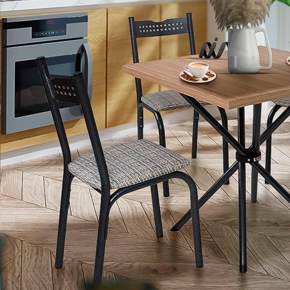 Kit com 2 Cadeiras De Jantar Aço Preto Manteiga Ana Ciplafe