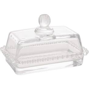 Manteigueira Cristal Linha Bolinha Wolff Pearl 17cm Manteiga 17x10,5x10cm