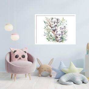 Quadro Decorativo Babys Coalas Árvore - 50X70Cm