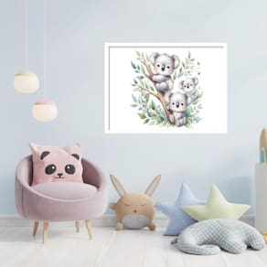 Quadro Decorativo Babys Coalas Árvore - 50X70Cm