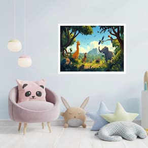 Quadro Decorativo Floresta Animais - 50X70Cm