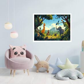 Quadro Decorativo Floresta Animais - 50X70Cm