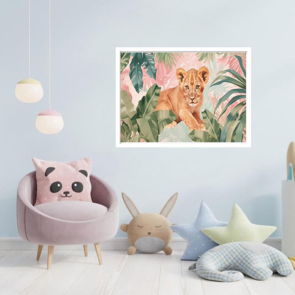 Quadro Decorativo Leão Floresta - 50X70Cm