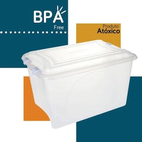 Caixa Organizadora Branco Transparente Plasvale 38 Litros
