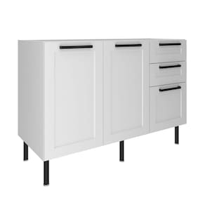 Balcão para Pia de Cozinha 120cm 2 Portas 3 Gavetas MDF Branco CZ3300