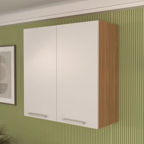 Armário Aéreo para Cozinha 80cm 2 Portas Freijó Branco CZ3115