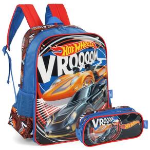 Kit Mochila De Costas E Estojo Hot Wheels Luxcel Vermelho