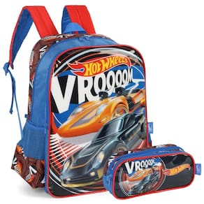 Kit Mochila De Costas E Estojo Hot Wheels Luxcel Vermelho