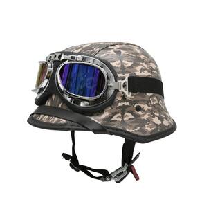 Capacete Br101 Alemão Camuflado Verde Marrom Oculos Azul Pp