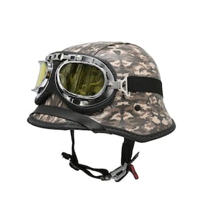 Capacete Br101 Alemão Camuflado Marrom Oculos Amarelo Gg