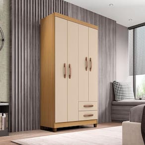 Guarda Roupa Solteiro Ambiente Modena 4 Portas Carvalho Americano Off White - Incorplac
