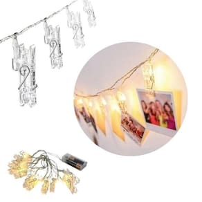 Kit 10 Pisca Pisca Com 12 Pregadores Led 2 Mts Branco Quente