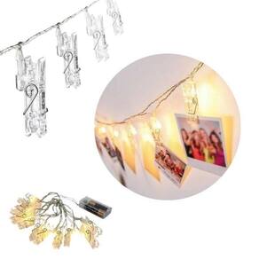 Kit 10 Pisca Pisca Com 12 Pregadores Led 2 Mts Branco Quente