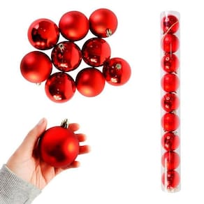 Kit 27 Bolas Vermelhas 06Cm Para Enfeitar Árvore De Natal