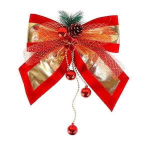 Kit 10 Laço Grande Texturizado Enfeite De Natal Vermelho