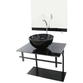 Kit Gabinete Banheiro 60Cm Mármore Preto + Torneira