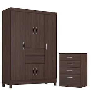 Guarda Roupa Casal Ecom 2 com Comôda Astral Café - Demóbile