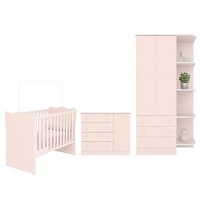 Dormitório Infantil Doce Sonho 2 Portas, Cômoda 1 Porta e Berço - Qmovi
